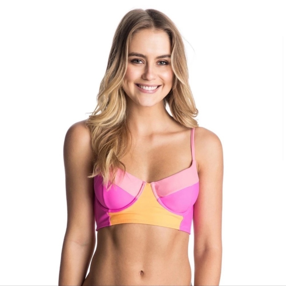 Roxy Color Me Badd Color Block Bikini Medium 80s